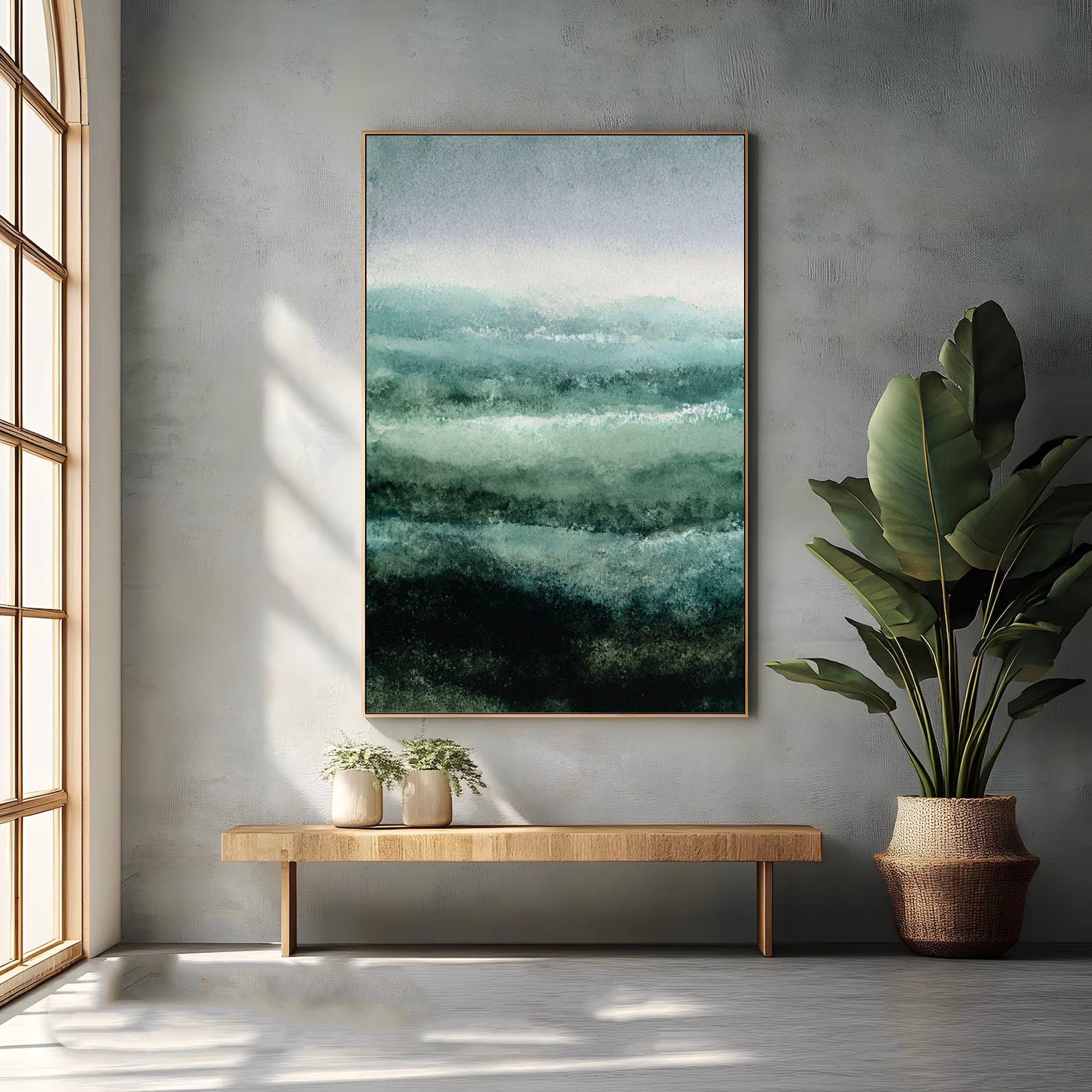 Teal Waves Abstract Art | Calm Depth