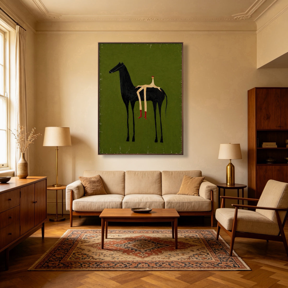 Olive Field Rider oil painting room view 4