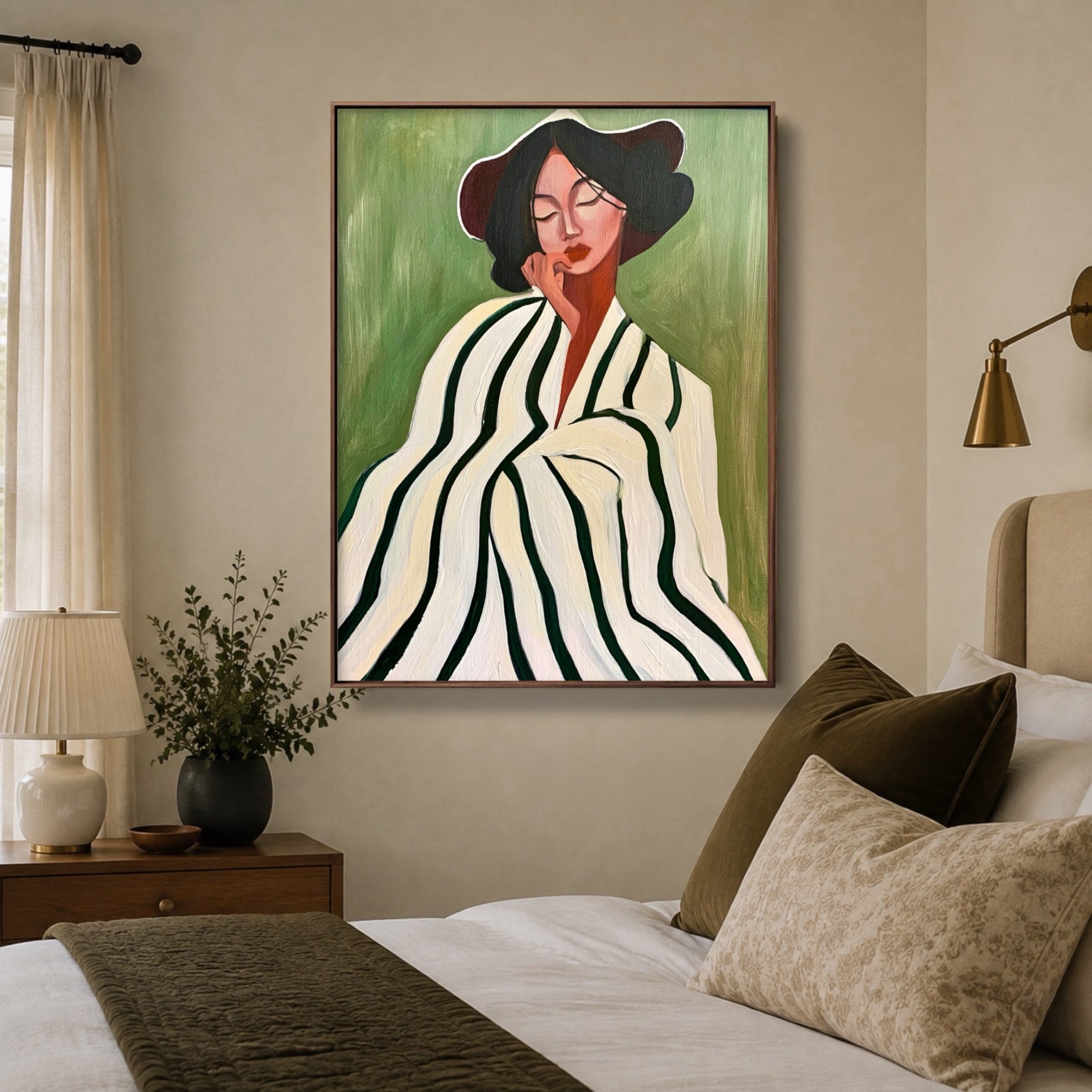 Quiet Striped Reverie — bedroom view