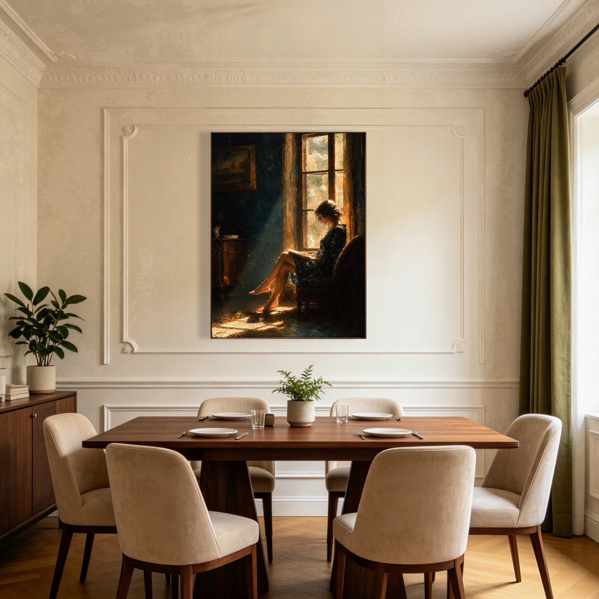 Reading Until Evening — vertical reading & leisure art, view 1