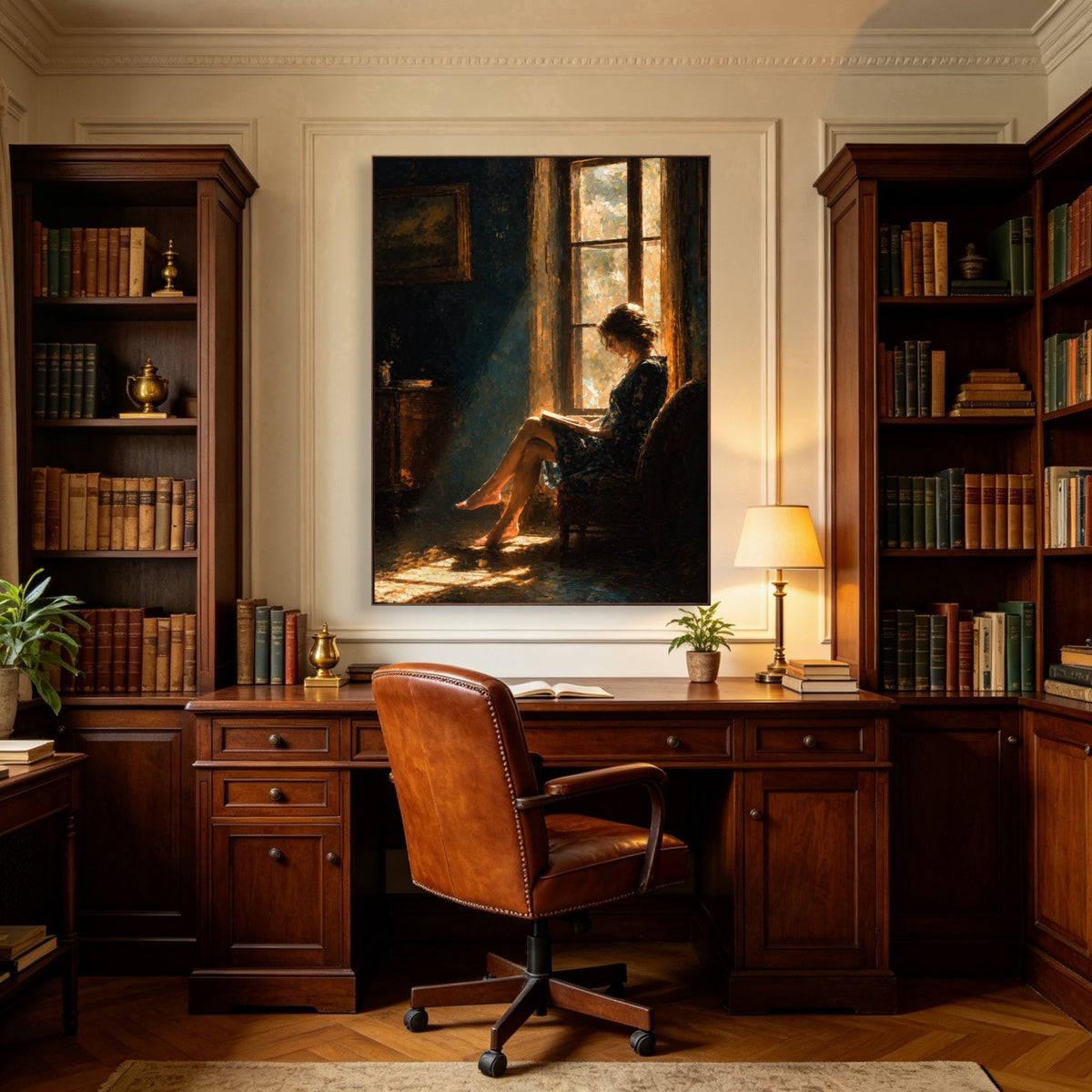 Reading Until Evening — vertical reading & leisure art, view 4