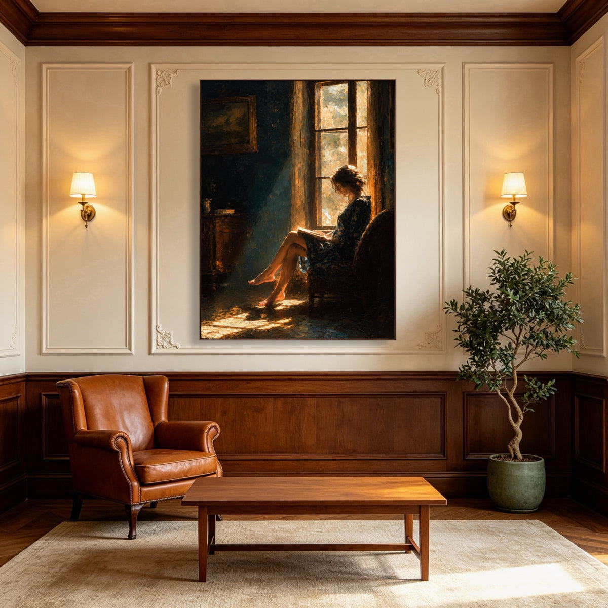 Reading Until Evening — vertical reading & leisure art, view 5