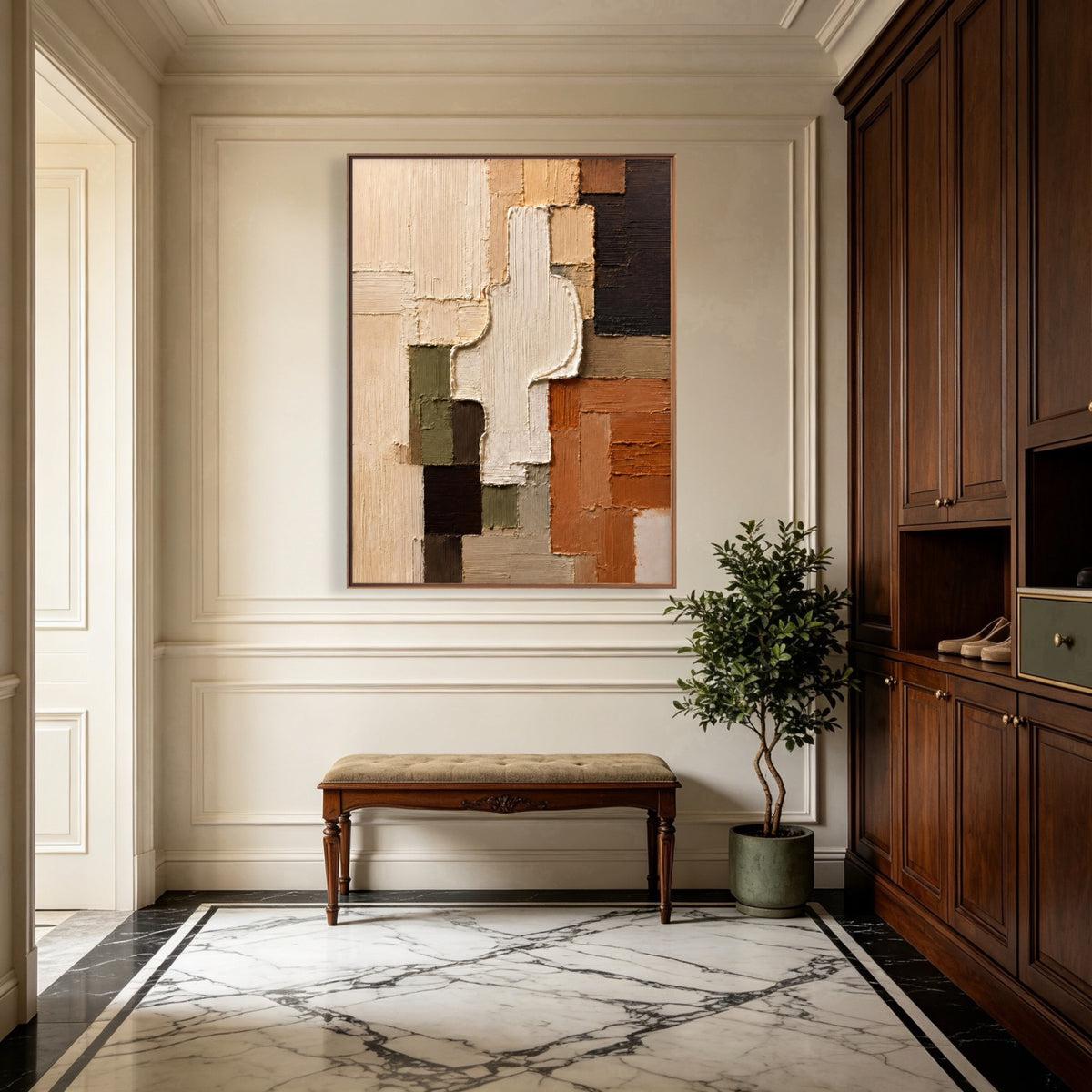 Stacked Earthen Fragments — vertical textured & impasto art, view 5
