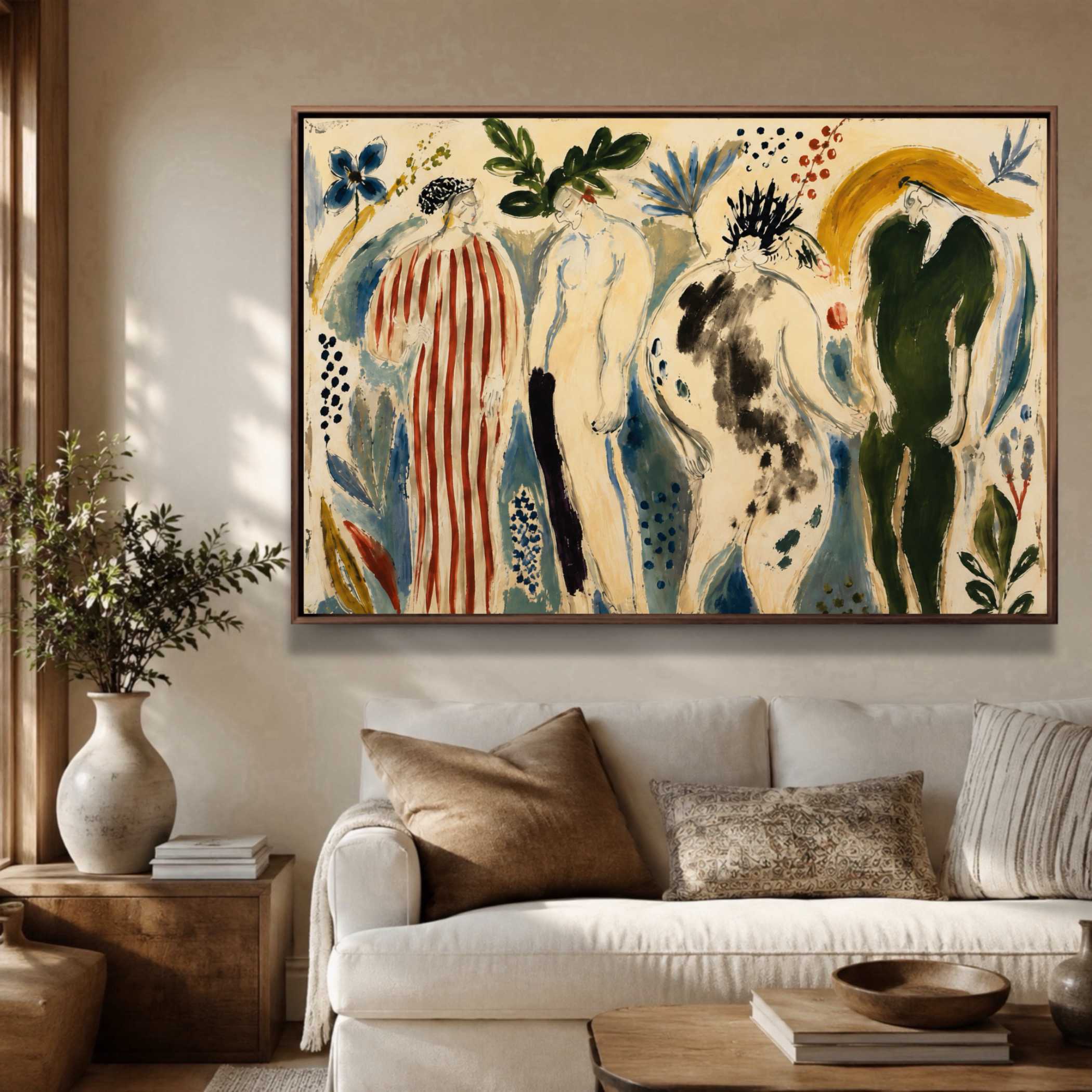 Folk & Whimsical Figure Art | Striped Garden Gathering - View 3