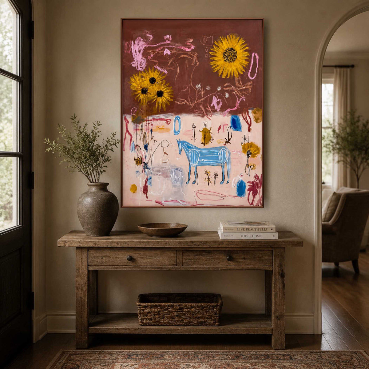 Sunflowers Over Scribbles oil painting view 5
