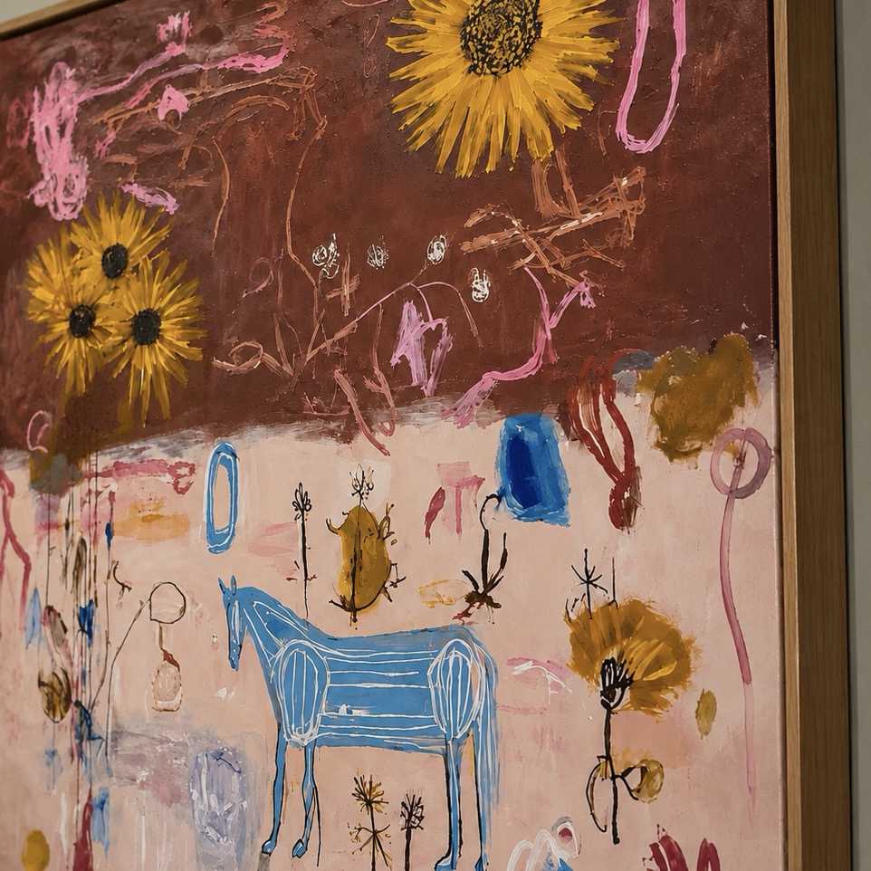 Sunflowers Over Scribbles oil painting view 7