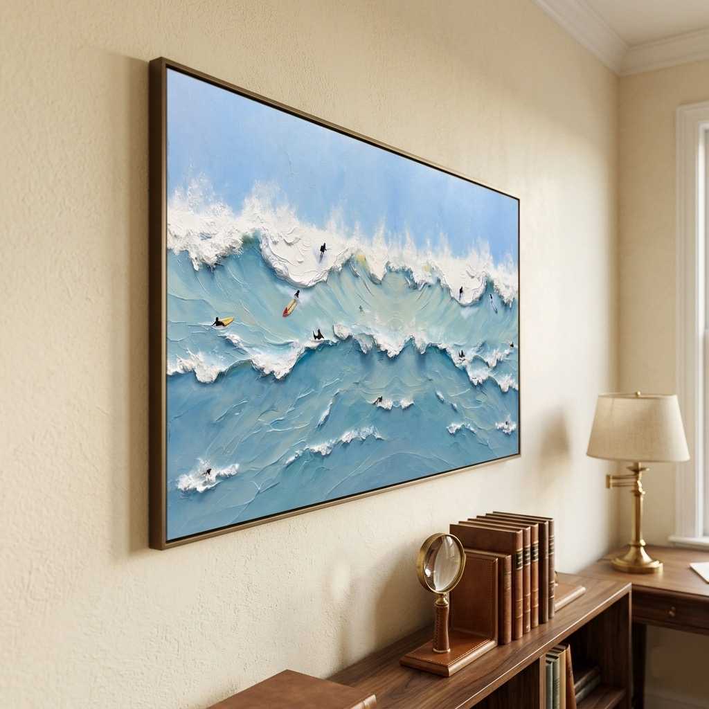 Surfers Between Swells oil painting view 6