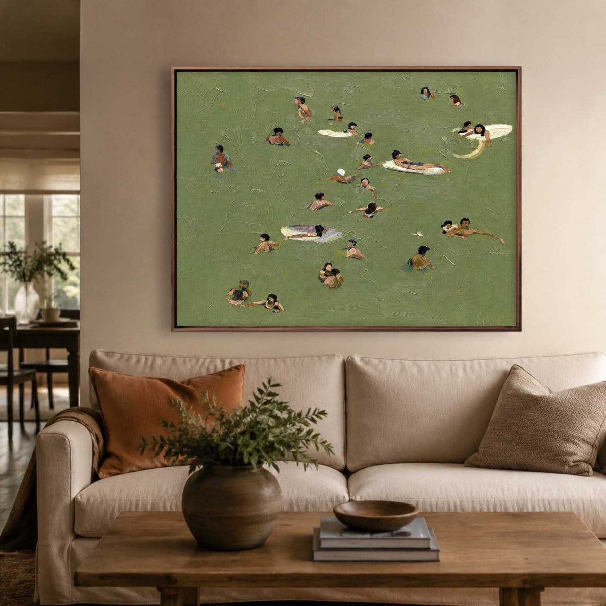 Swimmers Drift Together oil painting view 1