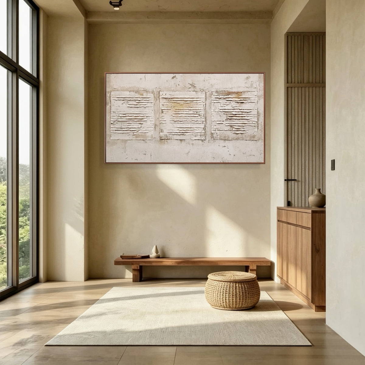 Three Weathered Panels — horizontal textured & impasto art, view 4
