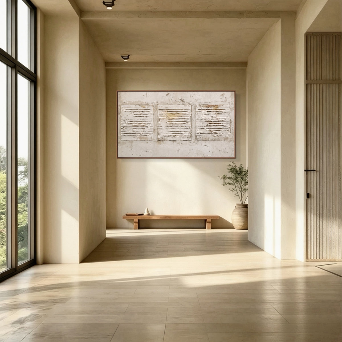Three Weathered Panels — horizontal textured & impasto art, view 5