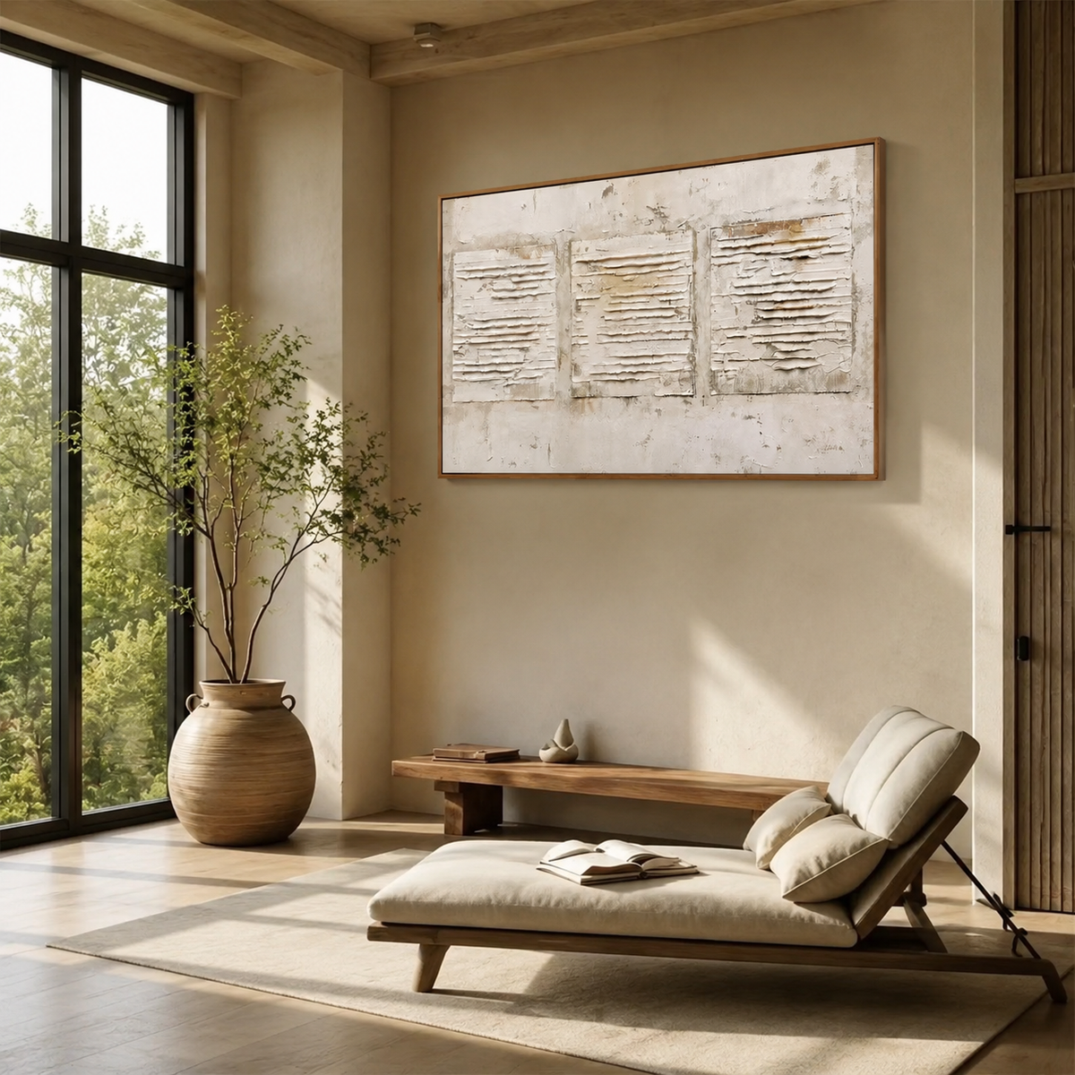 Three Weathered Panels — horizontal textured & impasto art, view 6