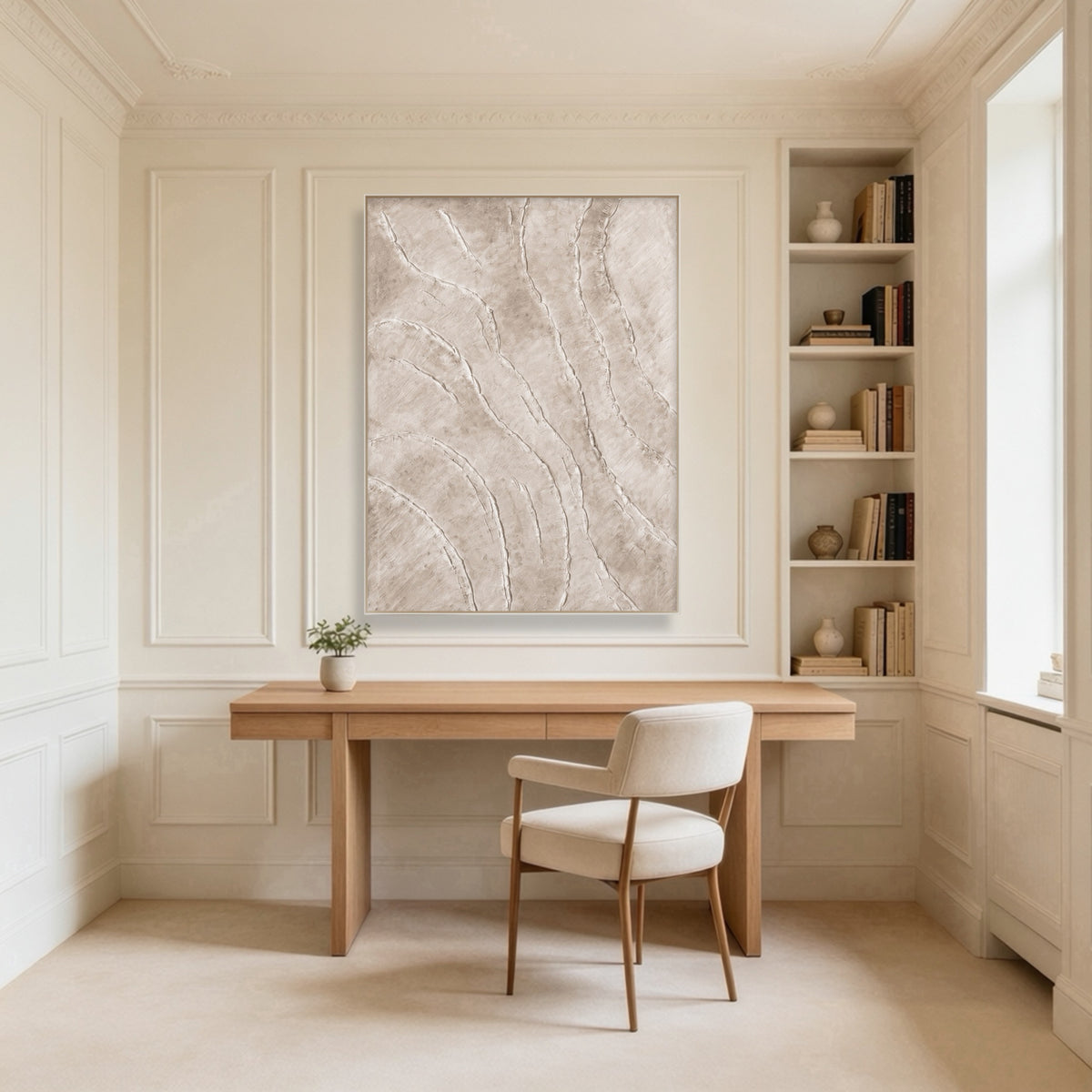 Traces Through Stone — vertical textured & impasto art, view 3