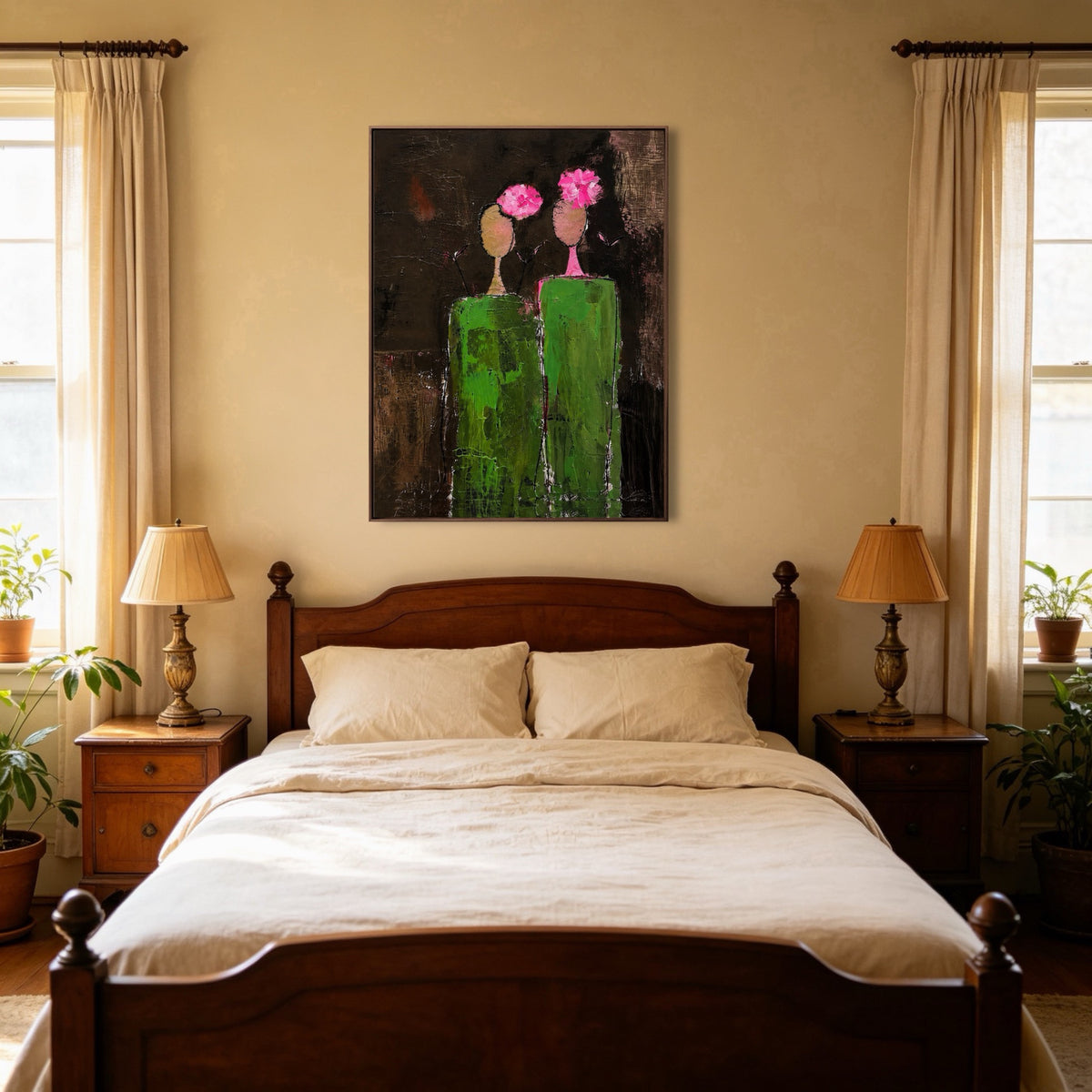 Two Garden Sisters oil painting room view 2