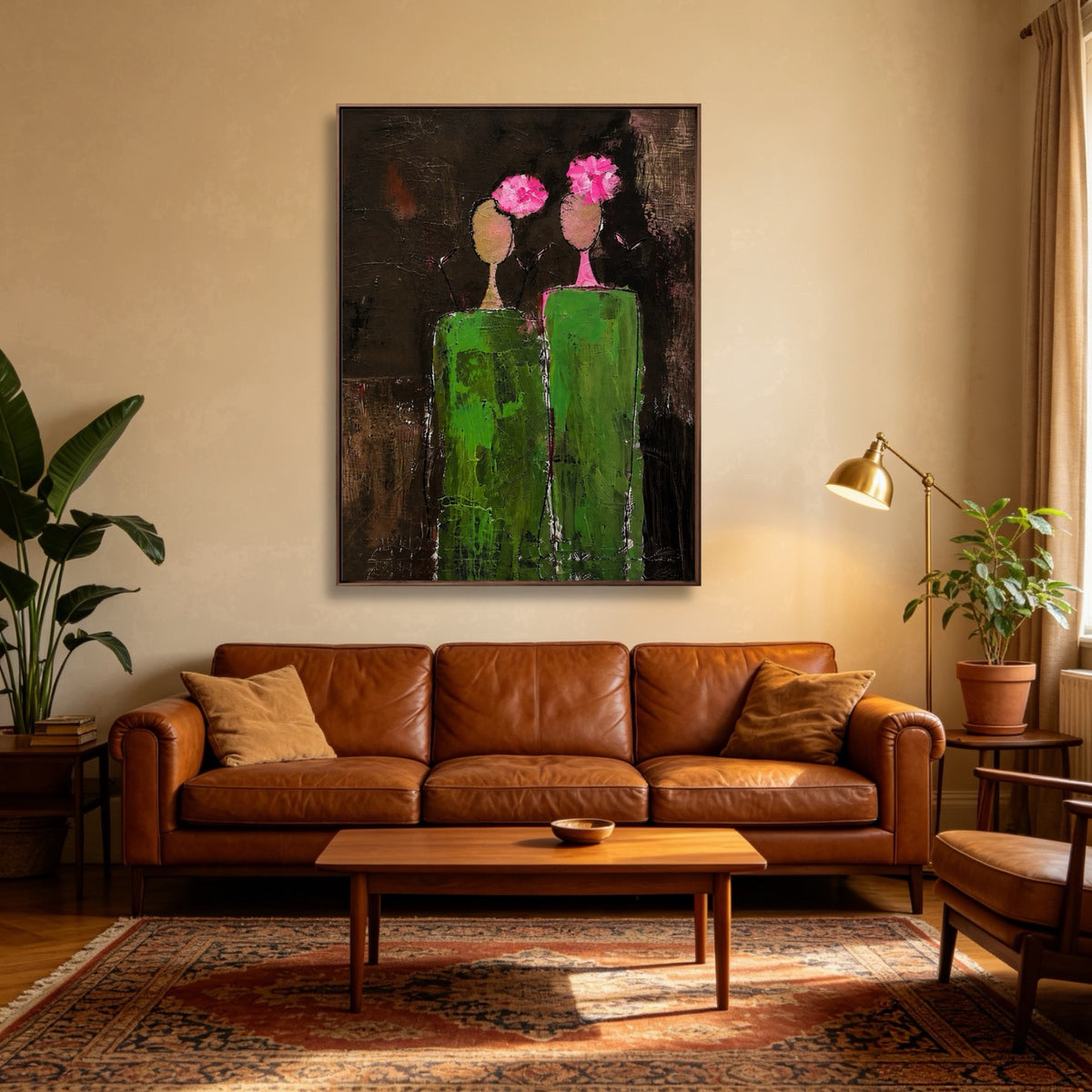 Two Garden Sisters oil painting room view 5