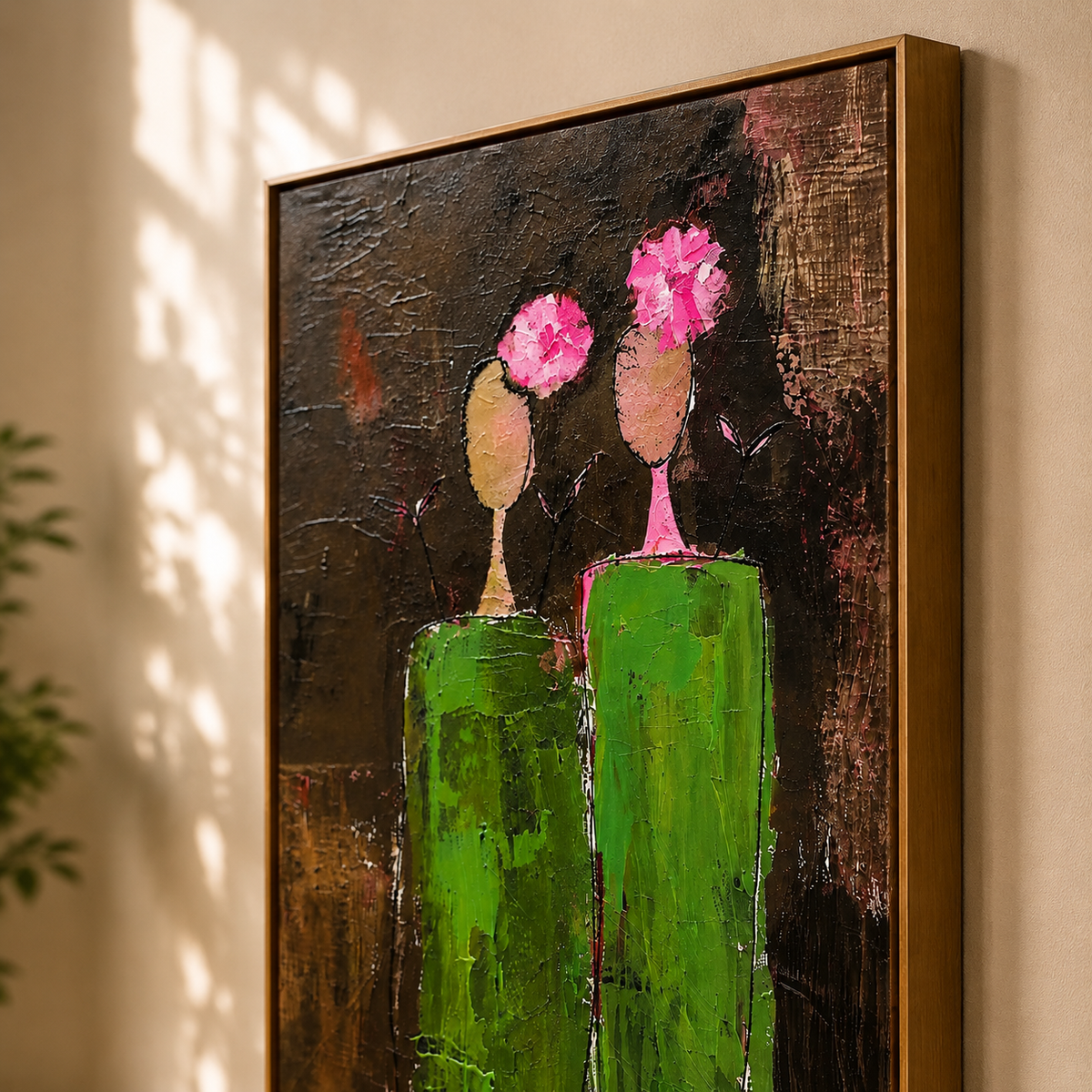 Two Garden Sisters oil painting room view 6