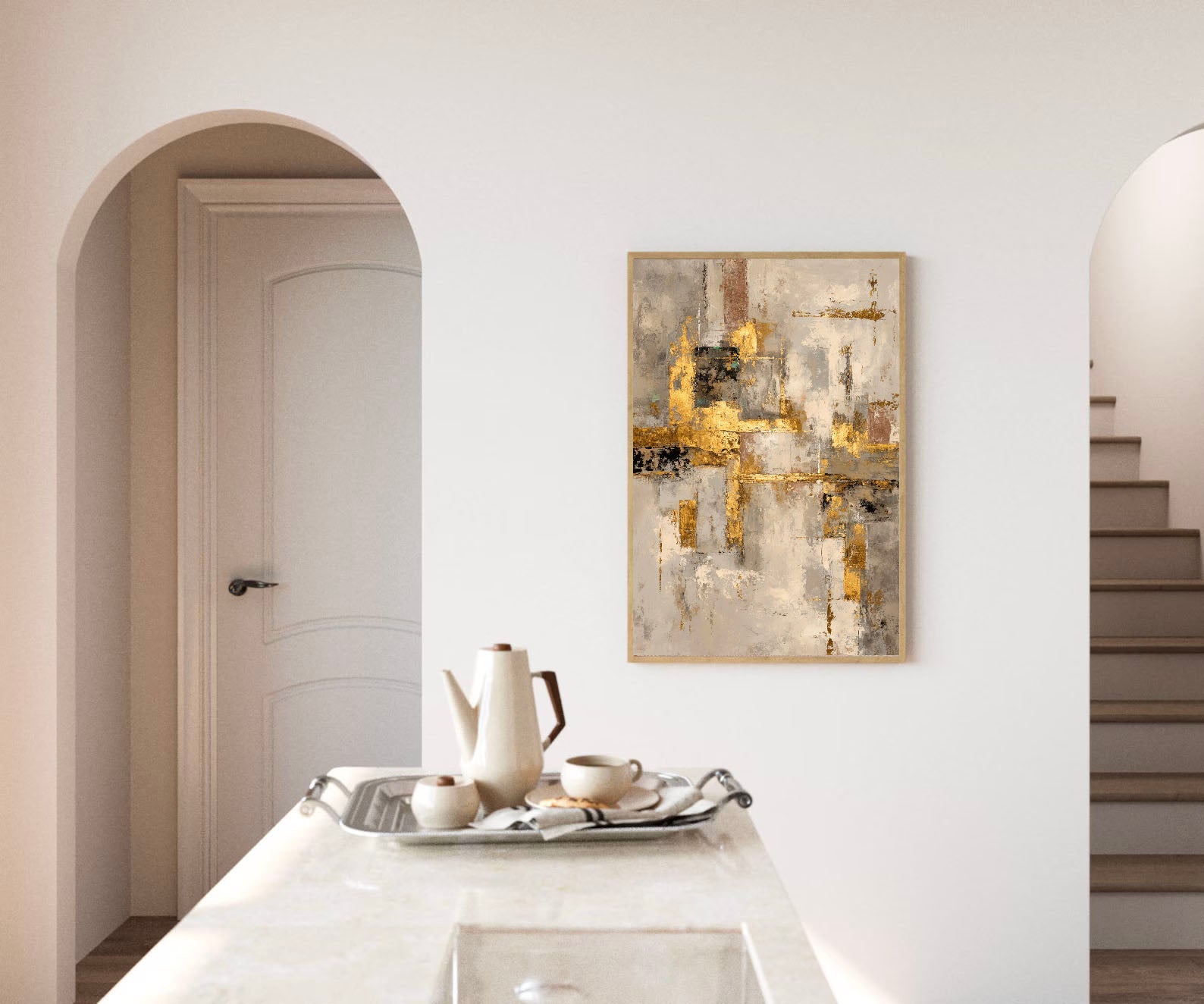 Textured Gold Accent Art | Opulent Depth