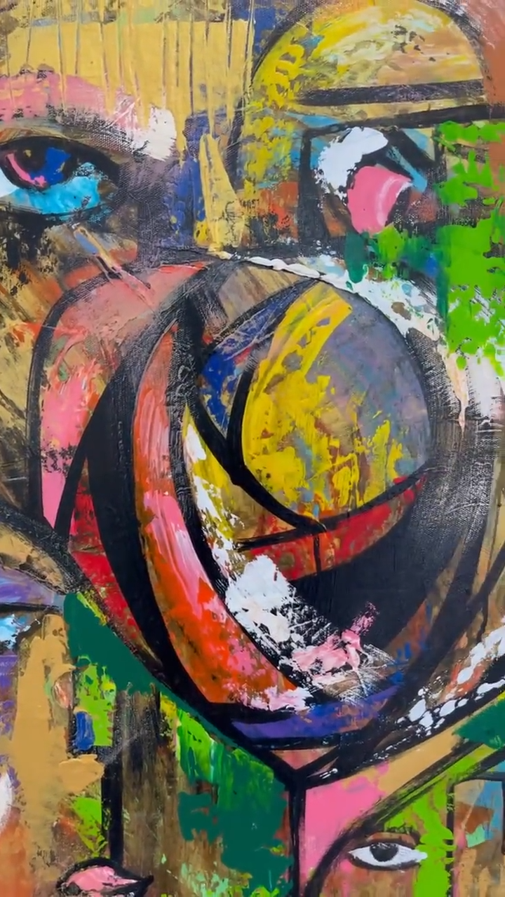 Textured Abstract Faces | Heart Accents