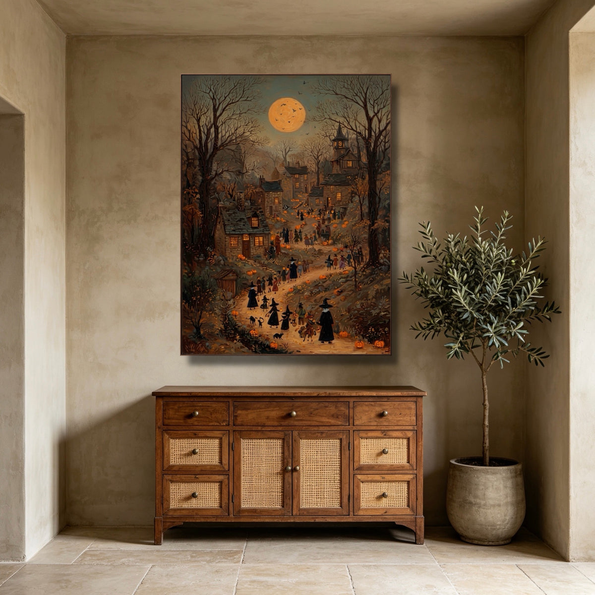 Village Lantern Procession — vertical landscape art, view 3