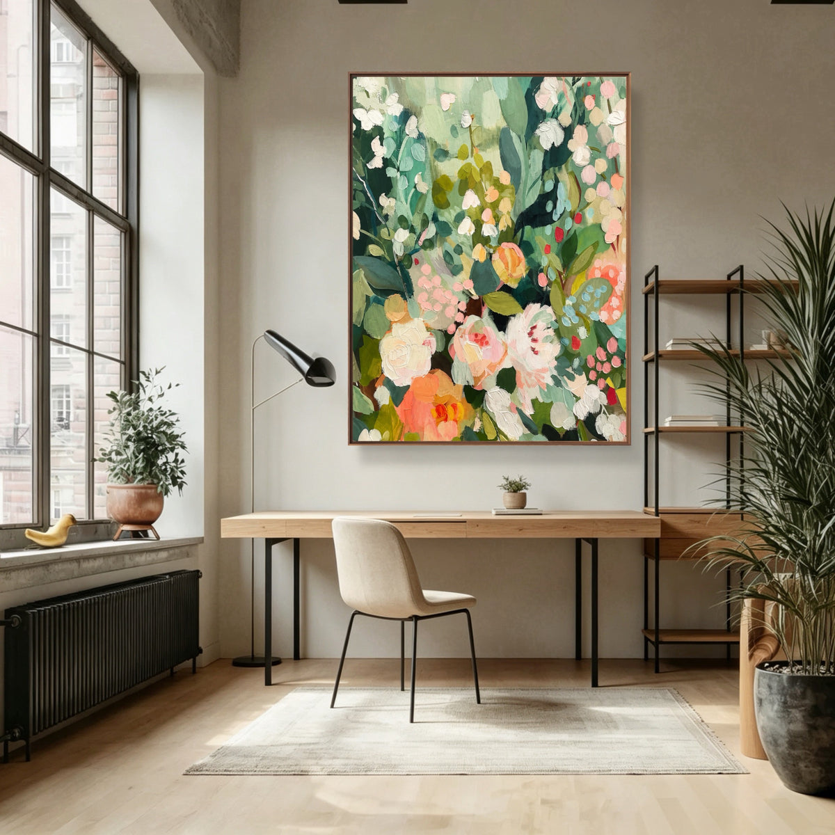 Where Roses Wander — vertical floral & botanical art, view 1