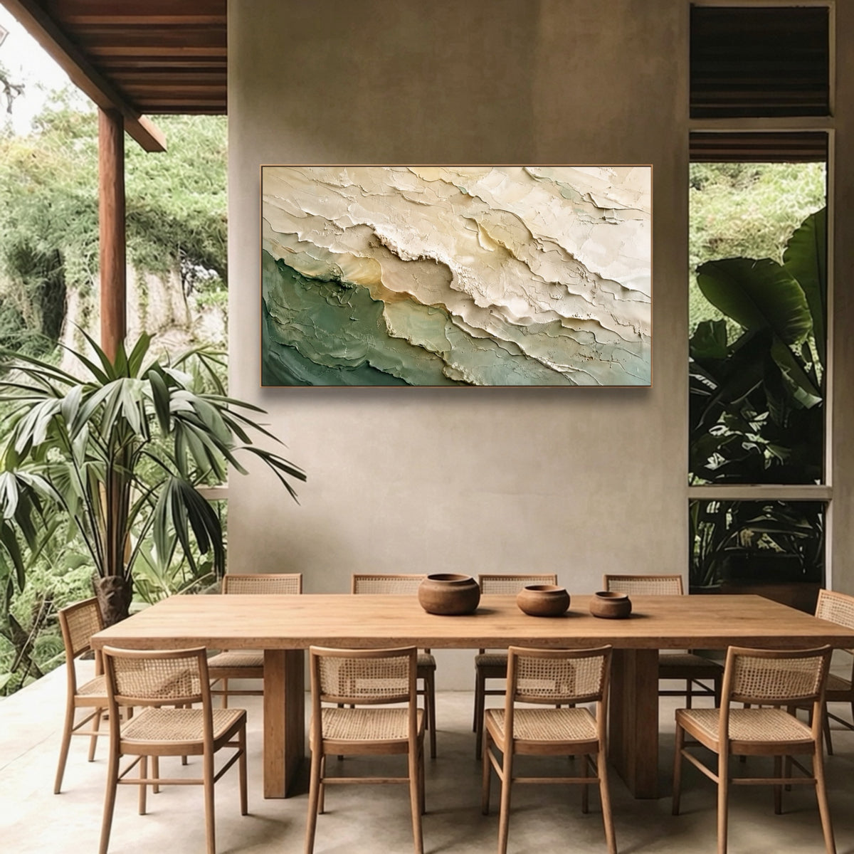 Where Valleys Rise — horizontal textured & impasto art, view 2