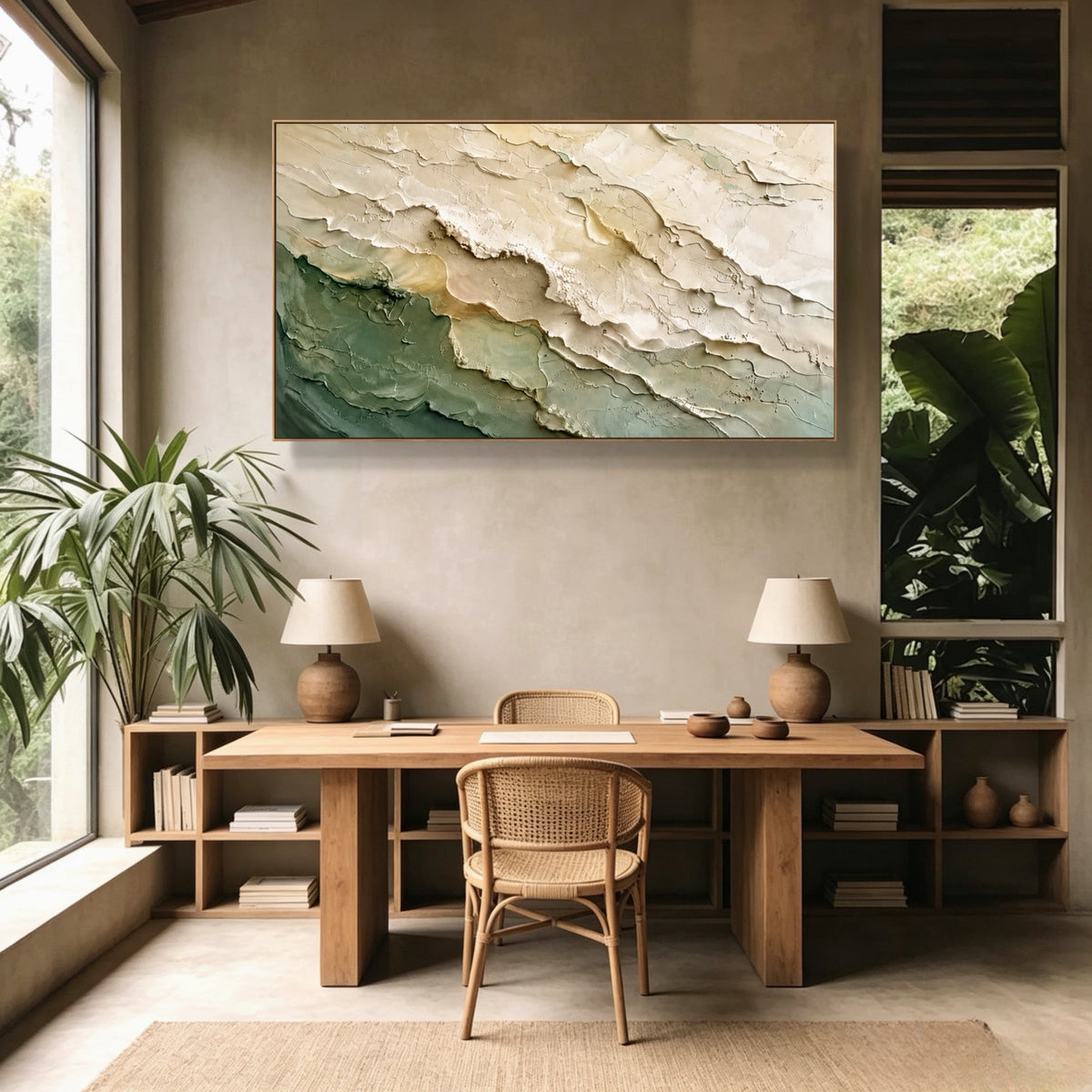Where Valleys Rise — horizontal textured & impasto art, view 4