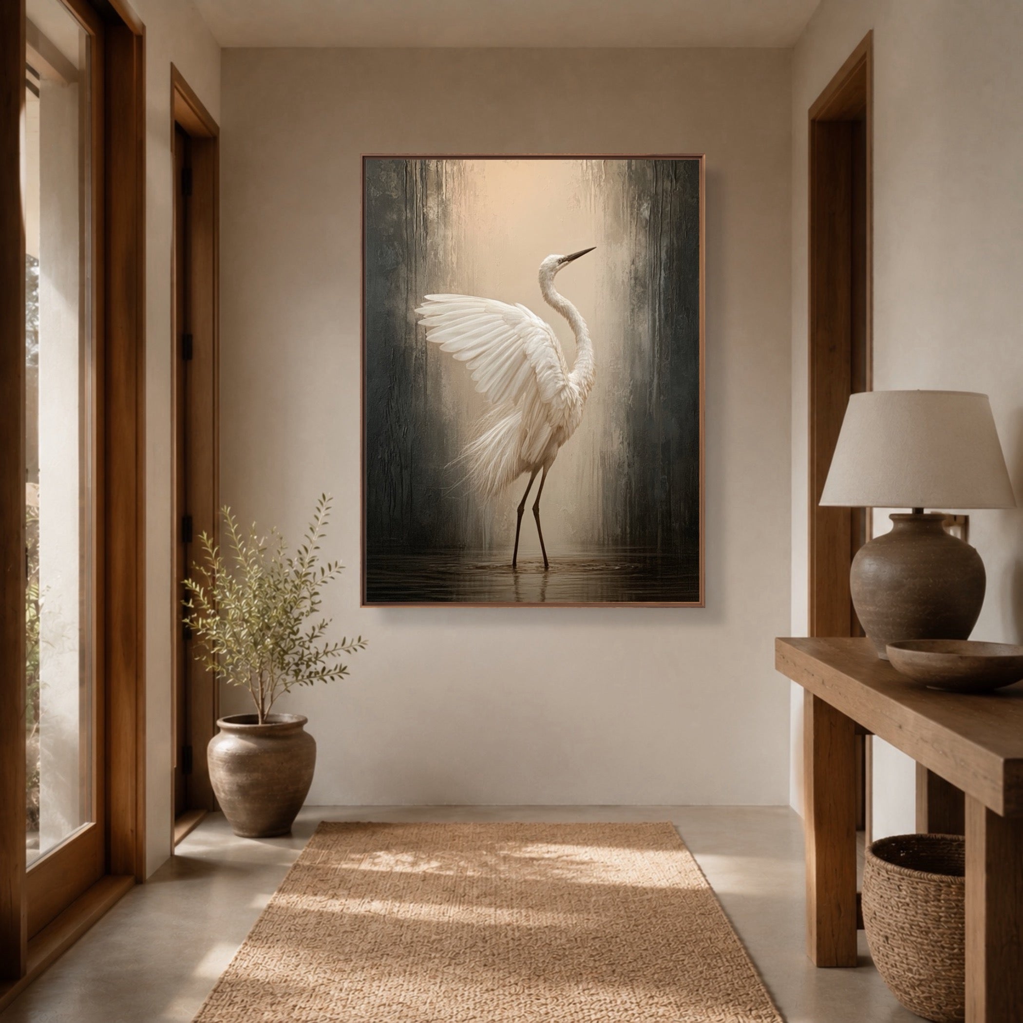 White Heron Pause — artwork view 3