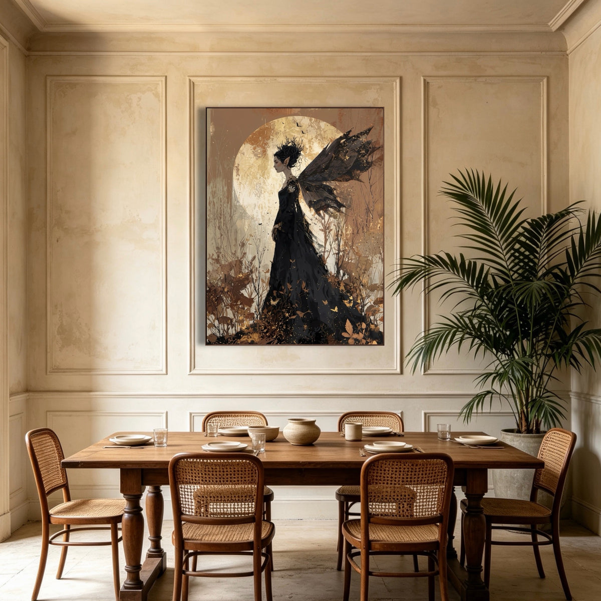 Wings At Moonrise — vertical female figure art, view 1