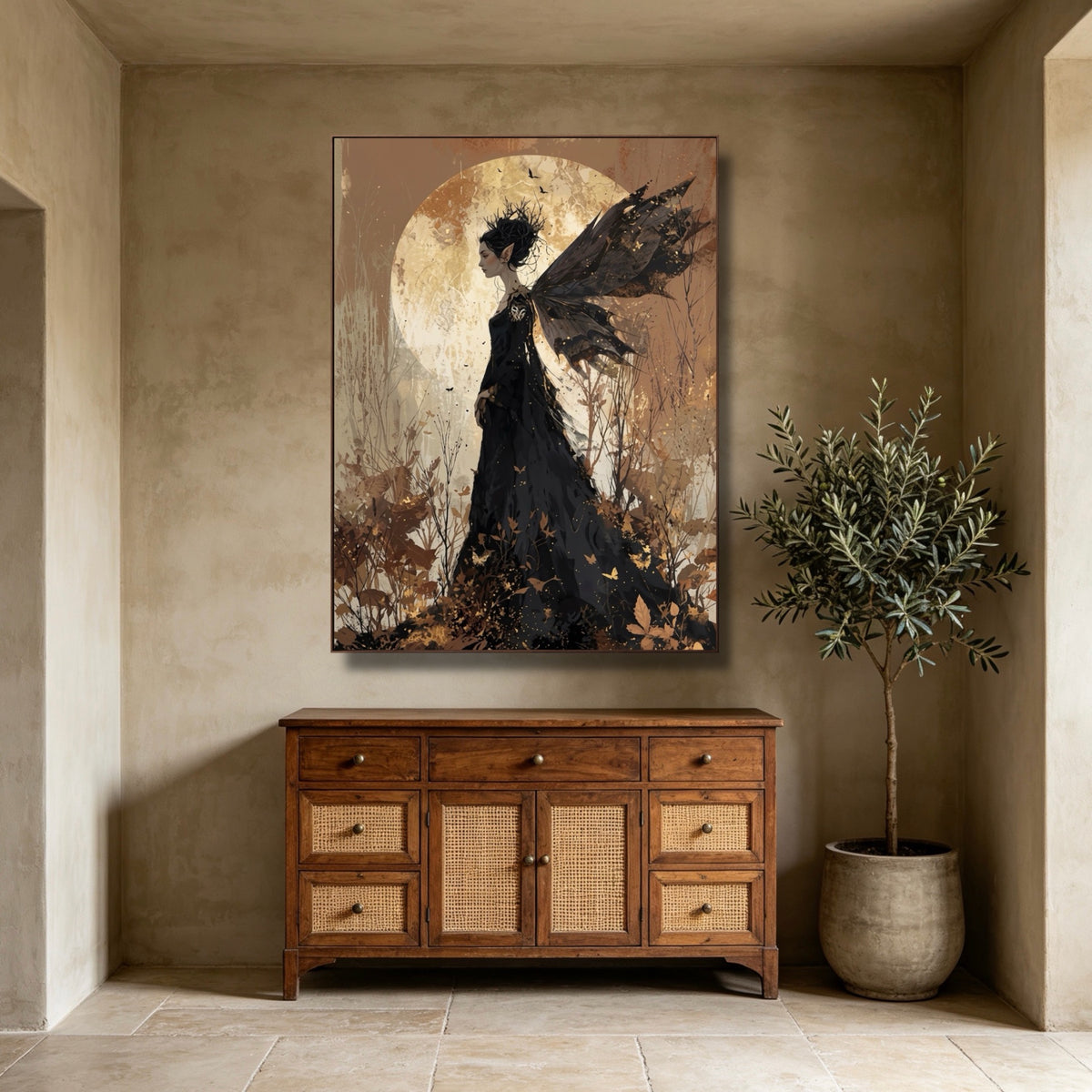Wings At Moonrise — vertical female figure art, view 4